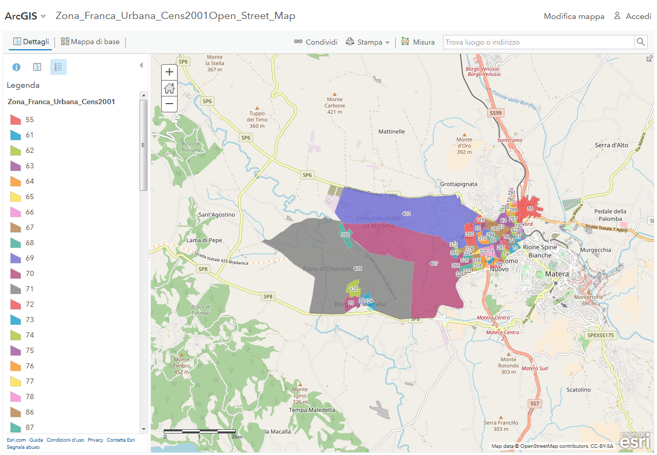 ArcGIS Zona Franca Urbana Cens2001Open Street Map